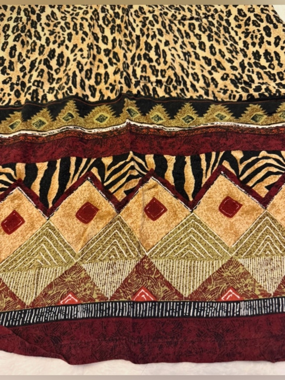 Ship N Shore vintage boho southwestern artsy leopard midi maxi skirt size S - Picture 7 of 7